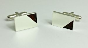 Srebrne spinki do mankietów z bursztynem