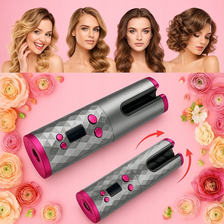 Bezprzewodowa lokówka automatyczna LCD fale loki obrotowa USB Do stylizacji