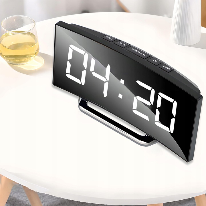 ZEGAR ELEKTRONICZNY BUDZIK LUSTRO STOJĄCY WYŚWIETLACZ LED TERMOMETR