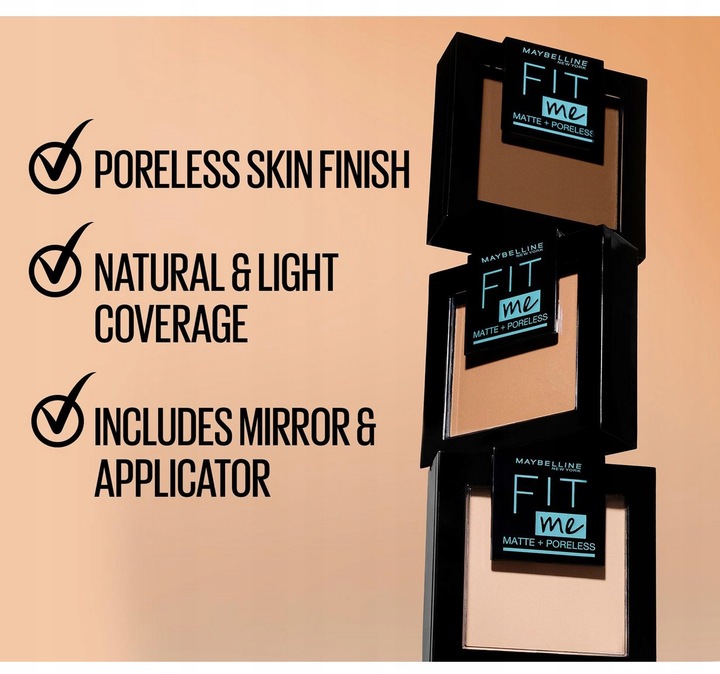 MAYBELLINE PUDER MATUJĄCY Z GĄBECZKĄ I LUSTERKIEM FIT ME 220 NATURAL BEIGE