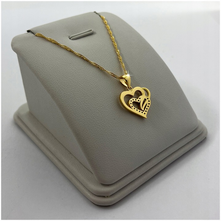 ZŁOTY ŁAŃCUSZEK Z SERDUSZKIEM 925/585+RÓŻA WIECZNA LED PREZENT DLA KOBIETY