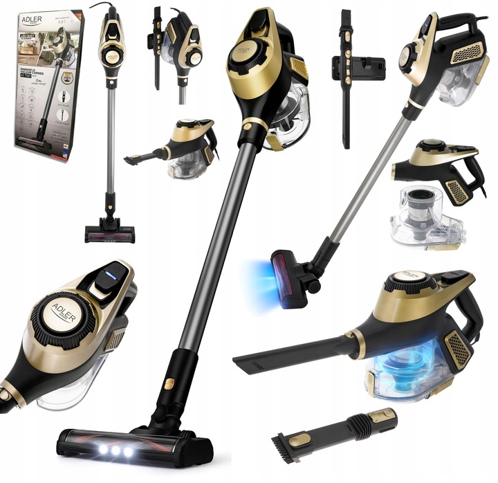 Odkurzacz pionowy bezworkowy Adler Light Gold 700 W z turboszczotką
