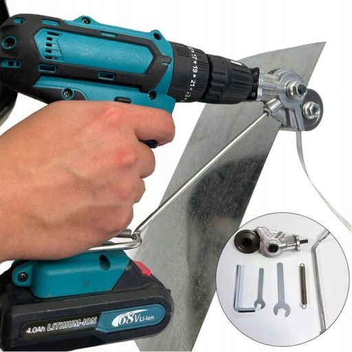 ADAPTER DO CIĘCIA BLACHY NA WIERTARKĘ WKRĘTARKĘ UNIWERSALNE NOŻYCE DO BLACH