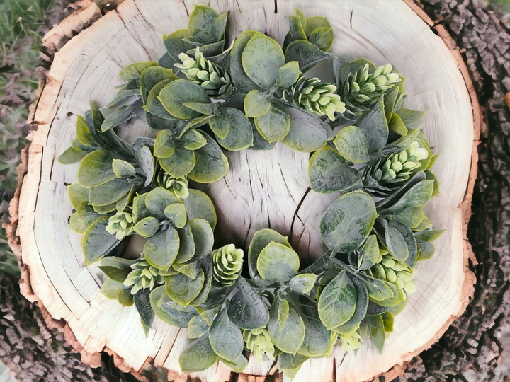 WIANEK GĘSTY BOHO NA STÓŁ ŚLUB WESELE DEKORACYJNE WIANKI Z LIŚCMI