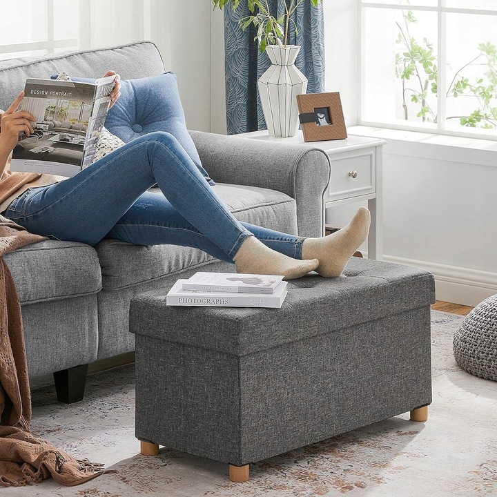 Ławka ZE SCHOWKIEM do siedzenia 76 x 40 x 38 PUFA podnóżek TABORET