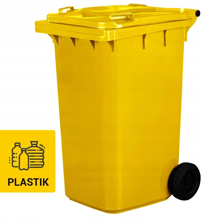 POJEMNIK KOSZ 240L NA ŚMIECI ODPADY-ŻÓŁTY PLASTIK