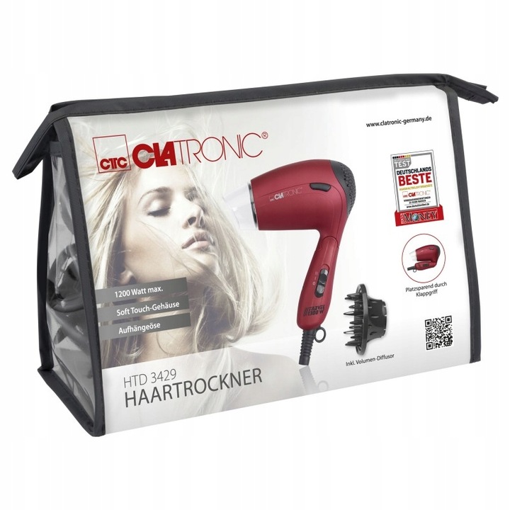 SUSZARKA DO WŁOSÓW MAŁA LEKKA SKŁADANA TURYSTYCZNA PODRÓŻNA 1300W JONIZACJA