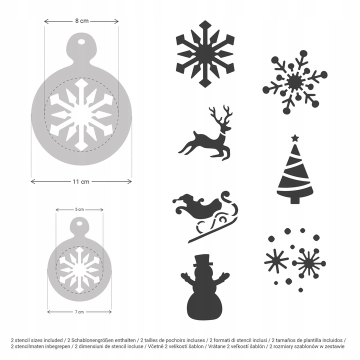 Szablony do Dekoracji KAWY i CIASTEK 7 i 11cm Wielorazowe 14 szt. ZIMA