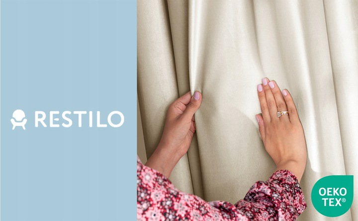 RESTILO Zasłony welurowe plus szarfa upi taśma wave multi 140x270 Jasny Beż