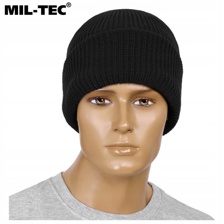 CZAPKA ZIMOWA WOJSKOWA MIL-TEC OCIEPLINA 3M THINSULATE CIEPŁA CZARNA
