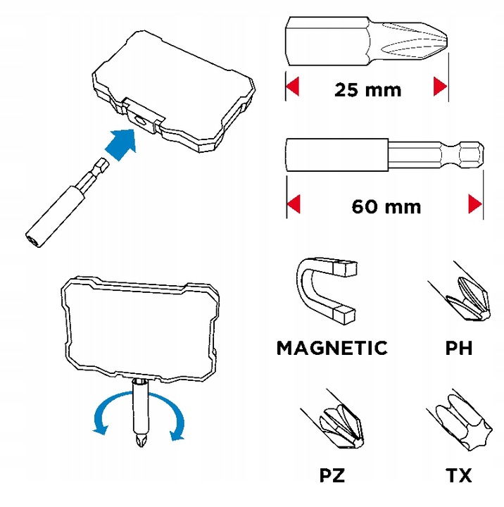 WIERTARKO WKRĘTARKA AKUMULATOROWA GRAPHITE + ZESTAW BITÓW 10 szt.