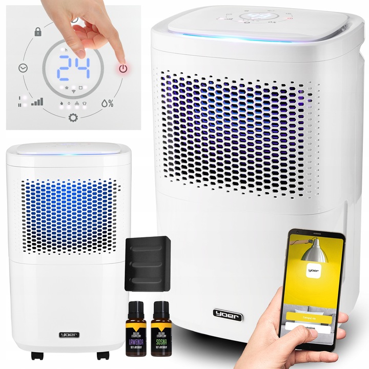 Osuszacz powietrza automatyczny Yoer 12L/24h 40m2 +TIMER +Suszenie