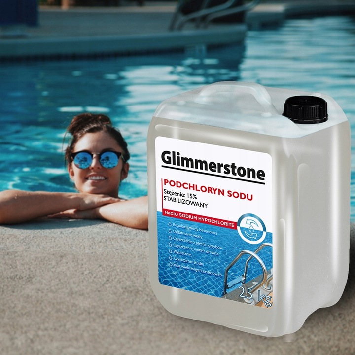 PODCHLORYN SODU STABILIZOWANY 15% CHLOR W PŁYNIE DO BASENU STUDNI 25kg