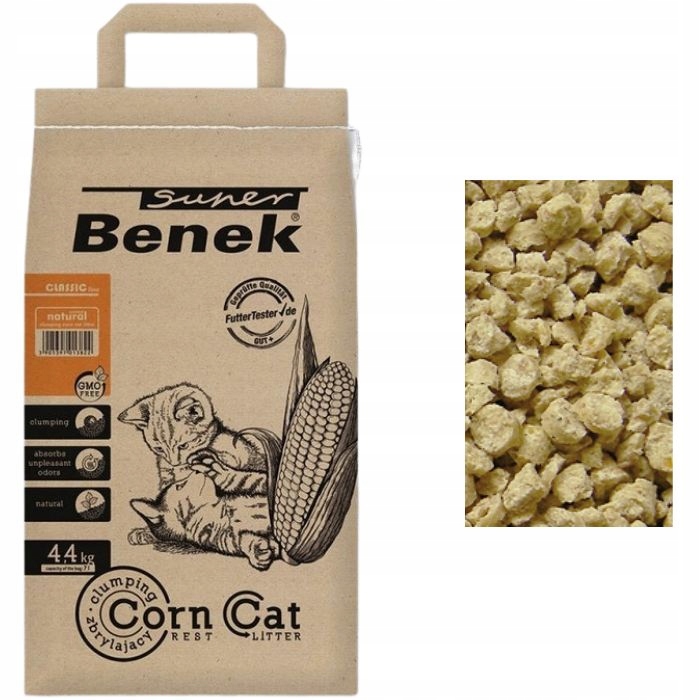 Żwirek kukurydziany dla kota Super Benek Corn Cat Naturalny 7l
