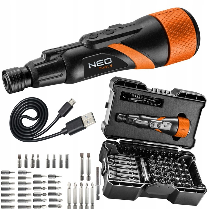 NEO WKRĘTAK ŚRUBOKRĘT AKUMULATOROWY MICRO-USB 3,6V + BITY TORX WKRĘTARKA