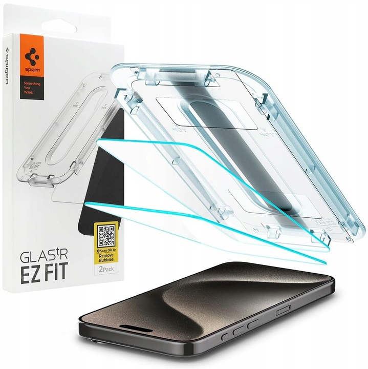 2x Szkło Hartowane SPIGEN GLAS.tR EZ FIT + Aplikator do iPhone 15 Pro Max