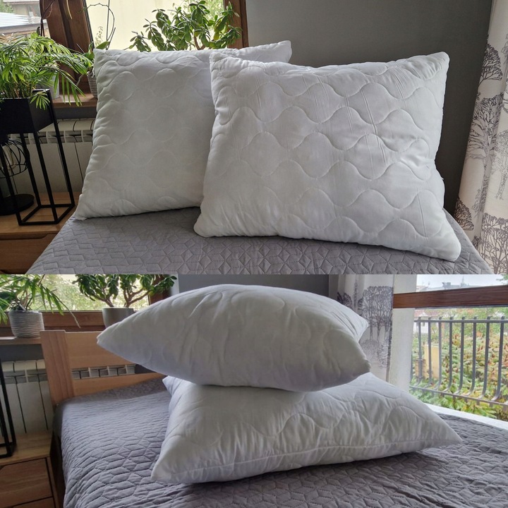 2x PODUSZKA 70x80 ANTYALERGICZNA PIKOWANA ZAMEK 1100g Gruba i Puszysta