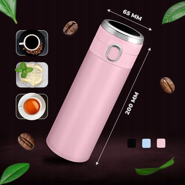 Kubek Termiczny Termos z Ustnikiem Wyświetlaczem Smart LED 400ml + GRATIS