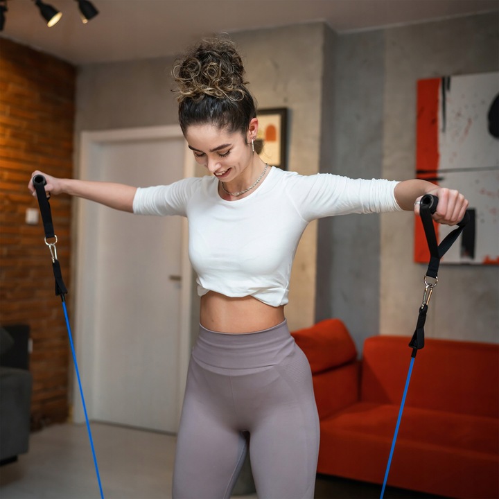 Gumy oporowe ekspandery zestaw do ćwiczeń rehabilitacji 80kg uchwyt