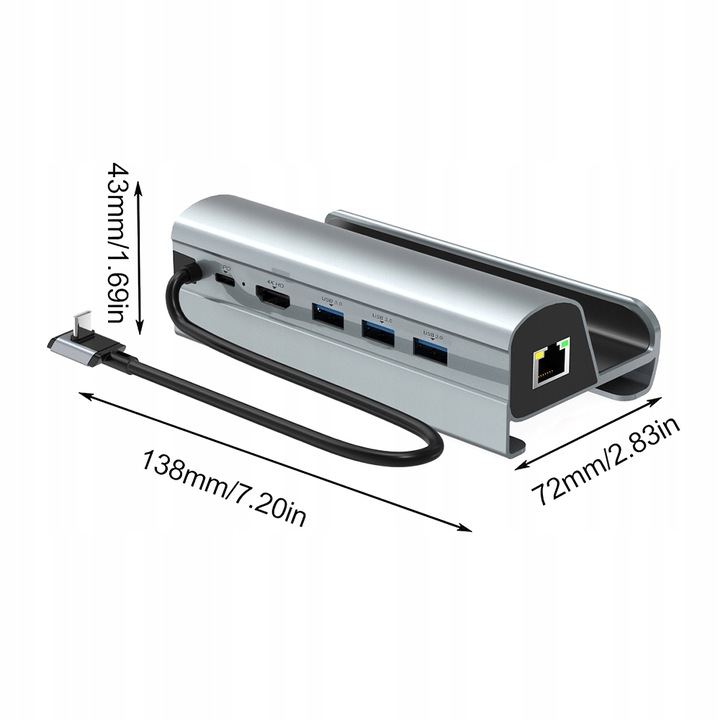 WIELOFUNKCYJNA STACJA DOKUJĄCA + 3*PORTY USB A 3.0 + PORT TYPE-C
