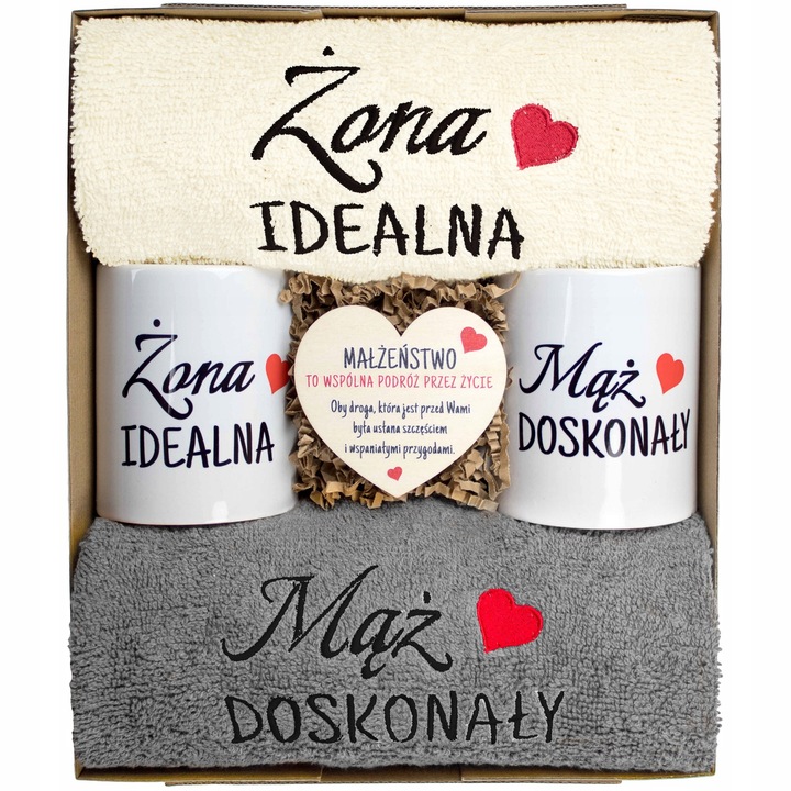 PREZENT NA ŚLUBU WESELE ROCZNICĘ RĘCZNIKI KUBKI DLA PARY PAR KUBEK