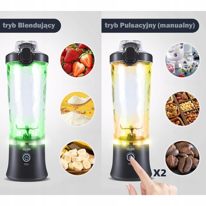 BLENDER PRZENOŚNY 250W 600ML Bezprzewodowy Kielichowy do Smoothie