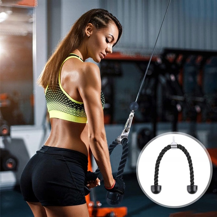 WYCIĄG GÓRNY DOLNY DO ĆWICZEŃ ŚCIANY SUFITU UCHWYT SZNUR ATLASU TRICEPS