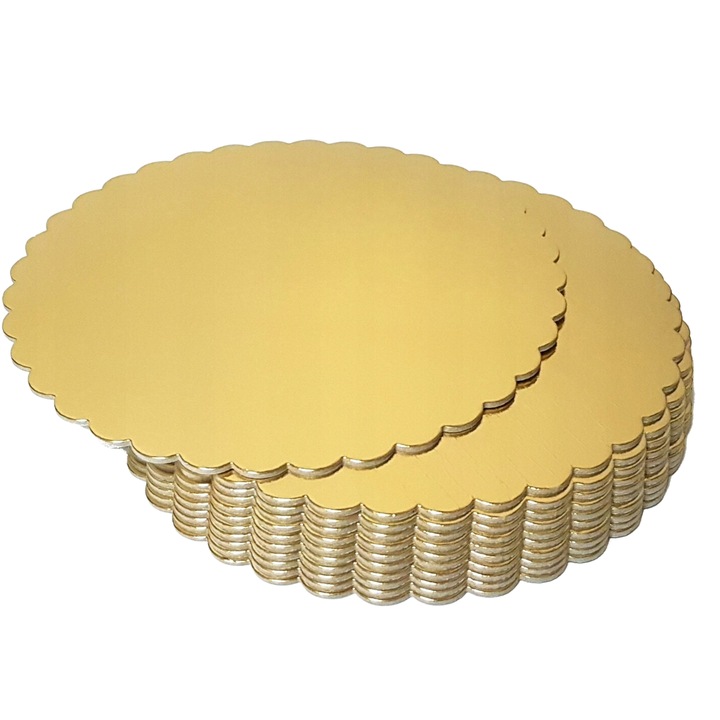 Podkład Pod Tort Złoty Okrągły 30 cm Gruby Karbowany 2000g Fala Wielorazowy