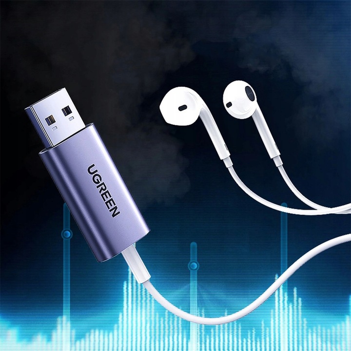 Adapter USB do komputera, przejściówka audio do mini jack 3,5 mm, Ugreen