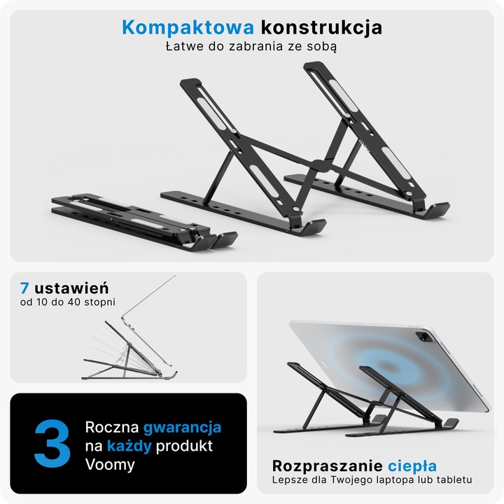 VOOMY T3 Podstawka Pod Laptopa, Czarny