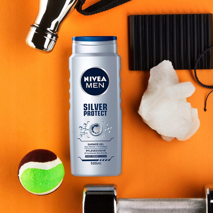 NIVEA MEN SILVER PROSTECT Żel pod prysznic do mycia męski zestaw 4 x 500ml