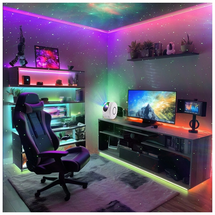 PROJEKTOR GWIAZD NIEBA LAMPKA NOCNA LED RZUTNIK LASEROWY DLA DZIECI + PILOT