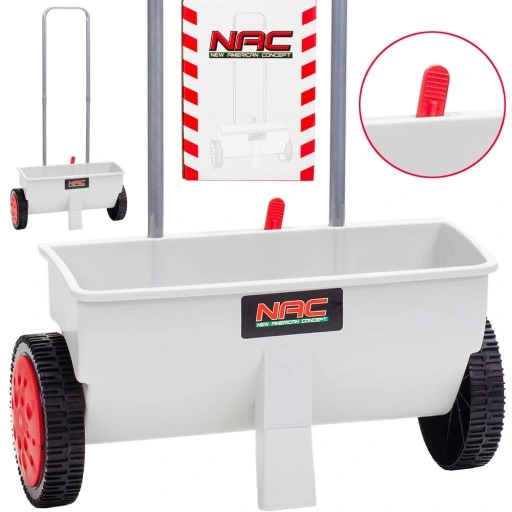 Siewnik NAC Rozsiewacz trawy nawozu soli piasku 45cm 12L na kołach S12-K