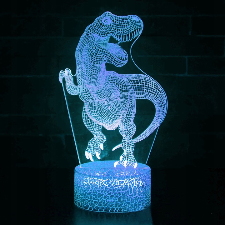 Lampka 3D nocna led usb + pilot Dinozaur T-Rex