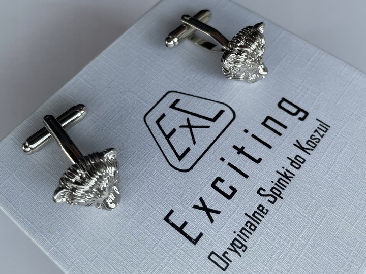 Spinki do mankietów EXC Miś Niedźwiadek Gryzli Głowa Misia w białym Etui