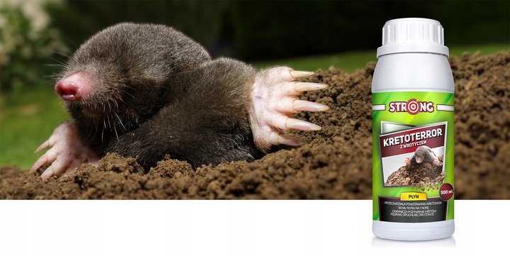 ŚRODEK NA KRETY PREPARAT OPRYSK ODSTRASZACZ KRETOTERROR PŁYN STRONG