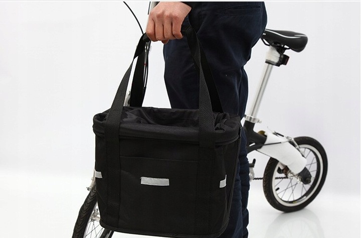 KOSZYK NA KIEROWNICĘ DO ROWERU ROWEROWY PIKNIK TORBA CZARNA 10L + UCHWYT