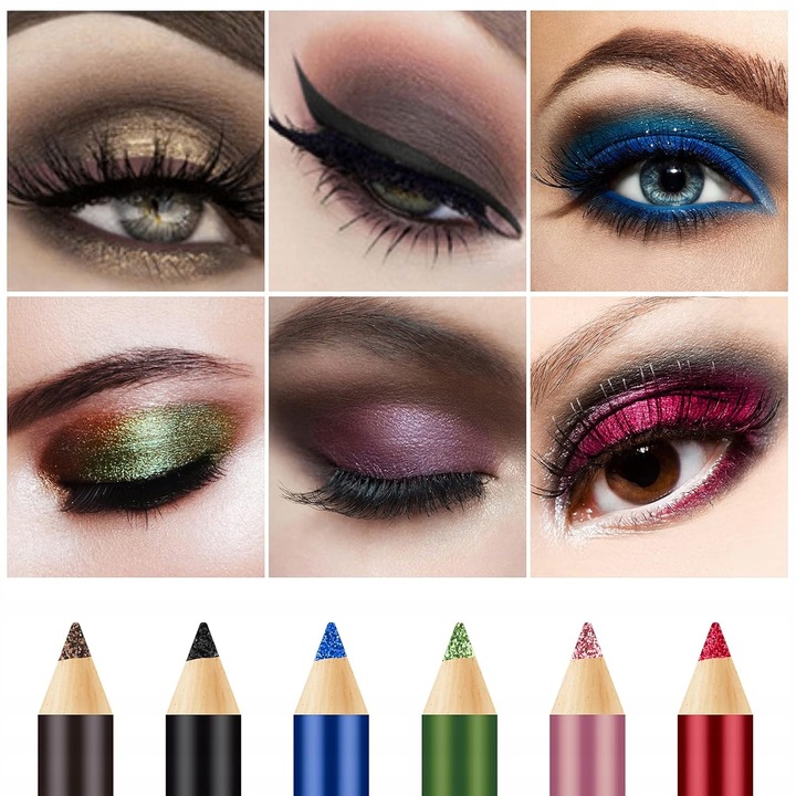 Cienie Do Powiek w Kredce kredka konturówka eyeliner Brokatowe 12 szt kolor