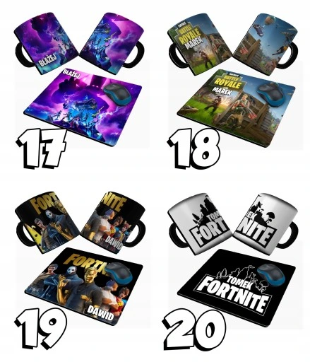 ZESTAW KUBEK + PODKŁADKA - FORTNITE GRA + IMIĘ