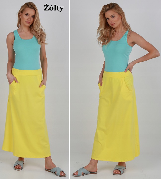 MAXI DŁUGA SPÓDNICA Z KIESZENIAMI prosta - KOLORY