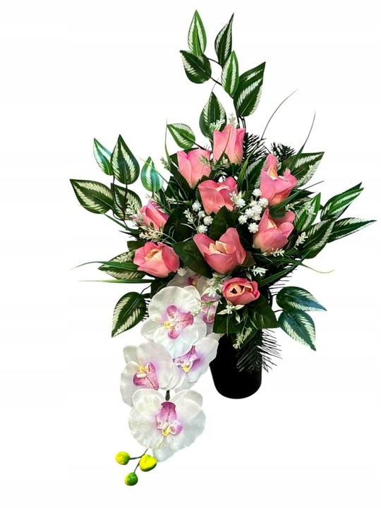 KOMPOZYCJA CMENTARZ KOMPLET STROIK GRÓB SERCE WAZON FLAKON POMNIK