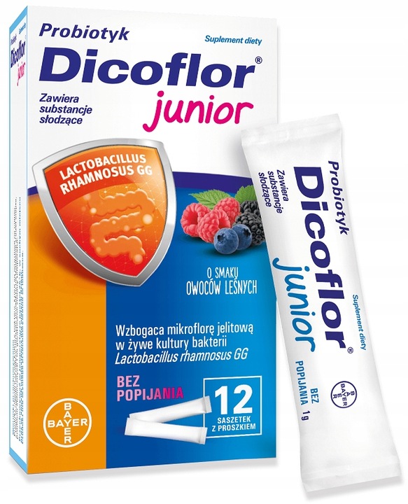 DICOFLOR JUNIOR probiotyk dla dzieci 5x12 sasz. + GRATIS