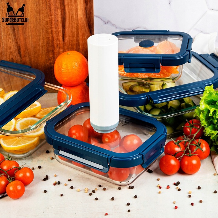 ZESTAW 4 sztuki pojemniki szklane lunchbox próżniowe do żywności +