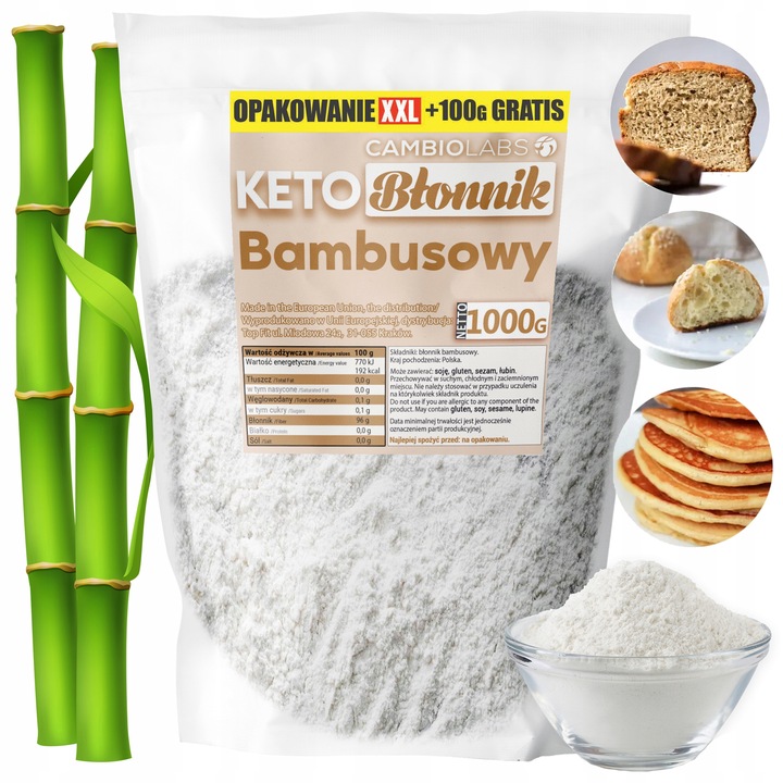 BŁONNIK BAMBUSOWY KETO 1kg +100g mąka bambusowa bez cukru węglowodanów