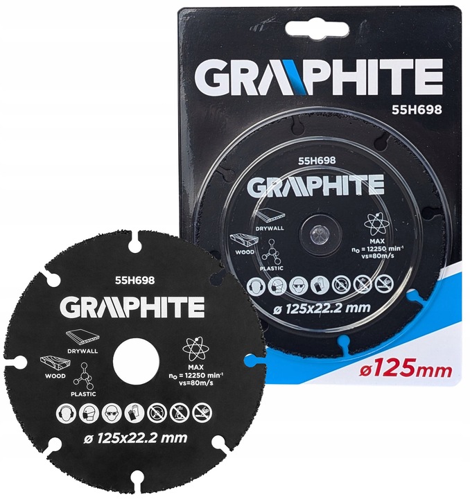 Tarcza HM do cięcia drewna plastiku na szlifierkę kątową 125mm GRAPHITE