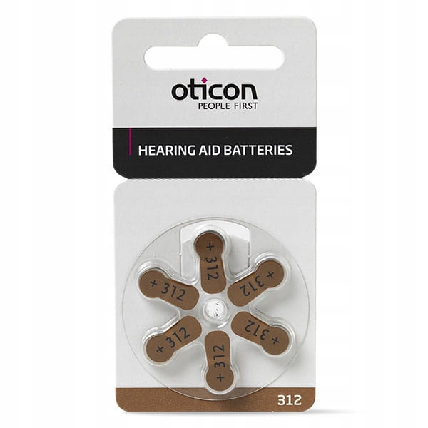 BATERIE do aparatów słuchowych OTICON 312 - 60 sztuk.