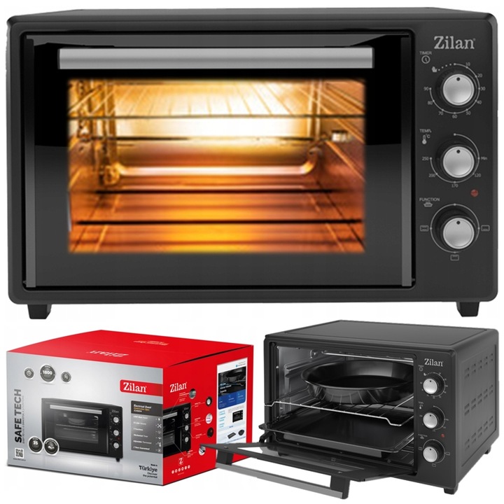 MINI PIEKARNIK ELEKTRYCZNY DOUBLE GLASS GRILL TIMER 35L 1800W