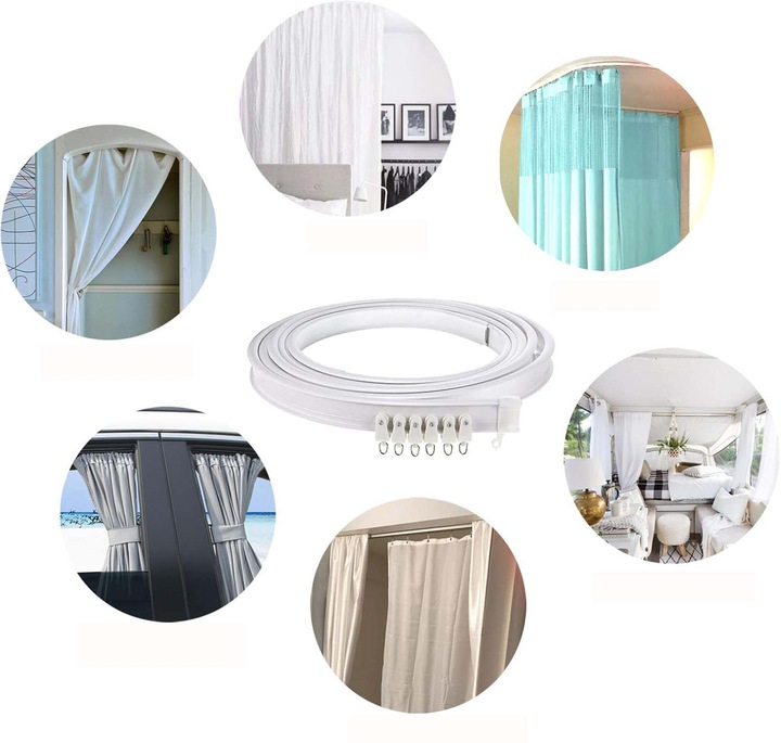 ELASTYCZNA SZYNA DO ZASŁON SUFITOWYCH ZAKRZYWIONY DRĄŻEK DO ZASŁON KARNISZ