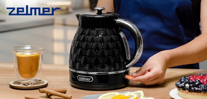 CZAJNIK ELEKTRYCZNY ZELMER BEZPRZEWODOWY PŁASKA GRZAŁKA CICHY 1,7L