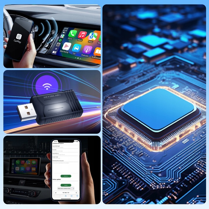 HEYINCAR 2 w 1 Bezprzewodowy Apple Carplay Android Auto Adapter Dla